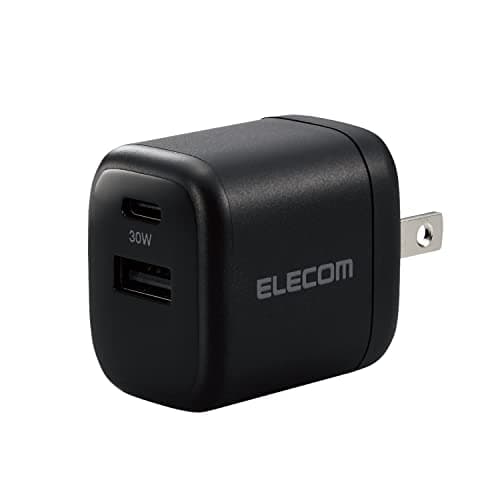 エレコム 急速充電器 Type-C USB 30W 2ポート (USB-C/USB-A) 小型 軽量 【iPhone 16 15 iPad Macbook Air Surface 対応】 ブラック EC-AC14BK