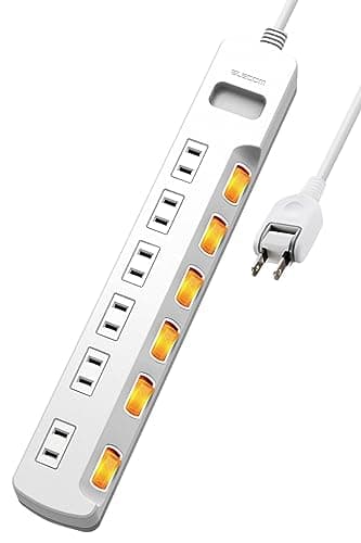 エレコム 電源タップ 6個口 3m 雷ガード 個別スイッチ ほこりシャッター付 耐熱 PSE技術基準適合 ホワイト T-K6A-2630WH