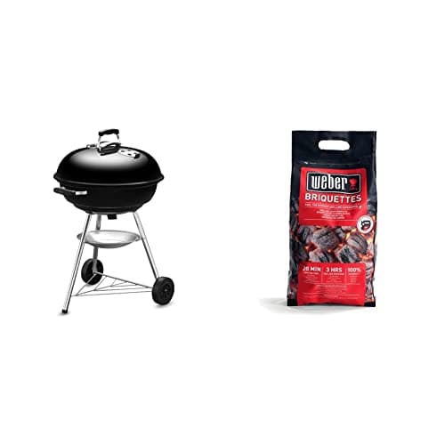 Weber(ウェーバー) バーベキュー コンロ 直径57cm コンパクトケトル 炭 キャンプ 10-12人用 【日本正規品10年保証】1321308 / 温度計付き 1321308 黒 57cm+ 炭4kg【日本正規品】 17590 黒