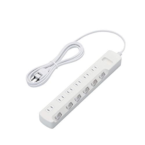 エレコム 電源タップ 雷ガード 個別スイッチ ほこりシャッター付 6個口 2.5m ホワイト T-K6A-2625WH