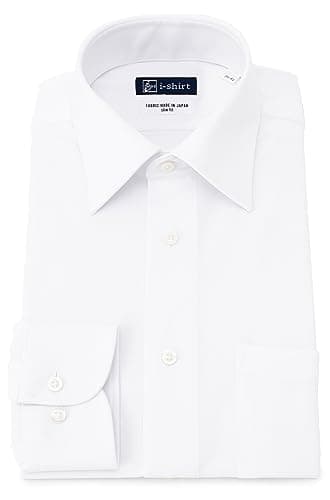 [アイシャツ] i-shirt 白無地 完全ノーアイロン ストレッチ 超速乾 スリムフィット 長袖 アイシャツ ワイシャツ メンズ ノンアイロン 形態安定 002 ホワイト レギュラーカラー 無地 M15120002401 L84(首回り41cm裄丈84cm)