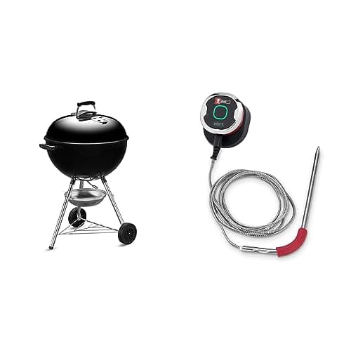 Weber(ウェーバー) バーベキュー コンロ 直径57cm オリジナルケトル 炭 キャンプ 10-12人用 【日本正規品10年保証】1341308 / 温度計付き 1341308 黒 57cm&バーベキュー コンロ 用 スマートデバイス iGrill Mini 7206 温度計 ウェーバー 【2年保証】
