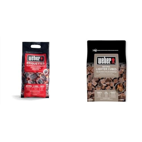 Weber(ウェーバー) バーベキュー コンロ 安心,安全BBQ チャコールブリケット(炭) 4㎏ 人,環境,食材に優しい100%自然素材 【日本正規品】 17590 黒 & バーベキュー コンロ BBQ グリル 着火剤 100%天然素材点火キューブ 48個入(一回あたりたったの33円) 【日本正規品】 17612【セット買い】