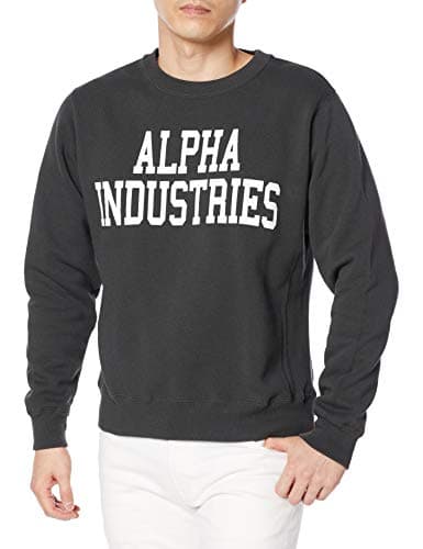 [アルファインダストリーズ] トレーナー ビンテージプリント 2トーン クルーネックスウェット TC1449 オフブラック M