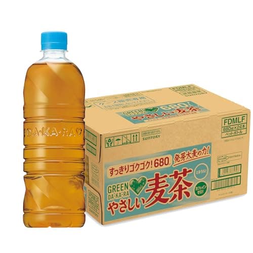 GREEN DA・KA・RA(グリーンダカラ) サントリー やさしい麦茶 ラベルレス お茶 ペットボトル 680ml ×24本 まとめ売り実施中