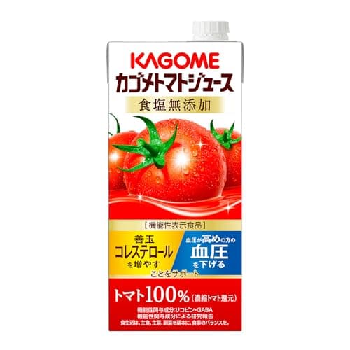 カゴメ トマトジュース 食塩無添加 1L紙パック×6本(機能性表示食品 リコピン GABA 血圧 善玉コレステロール 大容量 1000ml)