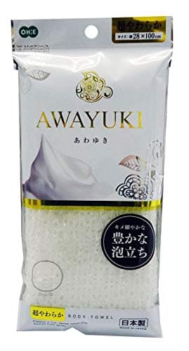 オーエ ボディタオル 超 やわらかめ ホワイト 約幅28×長さ100cm あわゆき 体洗い タオル 豊かな 泡立ち 日本製