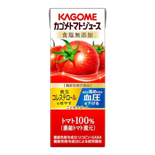 カゴメ トマトジュース 食塩無添加 200ml紙パック×24本(機能性表示食品 リコピン GABA 血圧 善玉コレステロール)