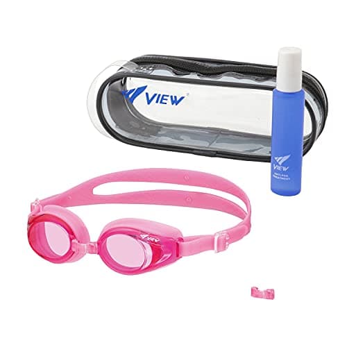 【Amazon.co.jp 限定】 VIEW(ビュー) スイミング ゴーグルセット 子ども用 日本製 [ゴーグル くもり止め 2点セット] 抗菌仕様 4歳~9歳 ピンク VA1602 P