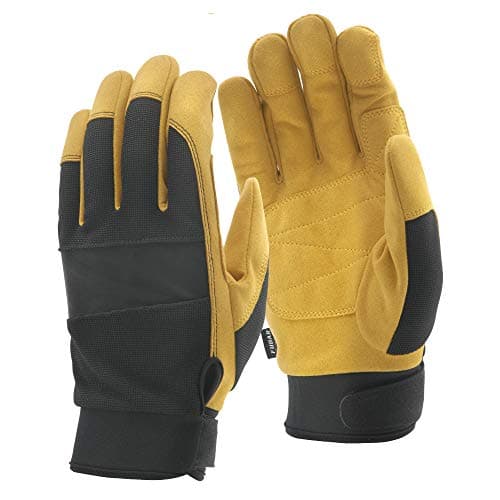 おたふく手袋(Otafuku Glove) 人工皮革手袋 フーバー [人工皮革 甲部ストレッチ素材] FB-53 ブラックｘキャメル L