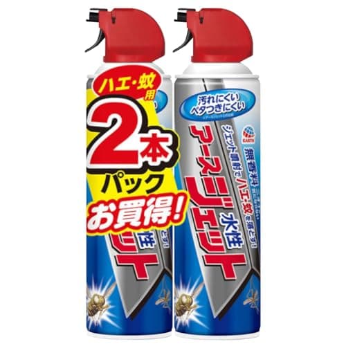 アースジェット 害虫駆除スプレー 水性タイプ 400ml 2本パック ハエ蚊 トコジラミ マダニ イエダニ 駆除 退治 低刺激 無香料 防除用医薬部外品