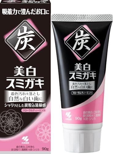 小林製薬 美白スミガキ 炭粒(炭・シリカ) 配合 歯を白くするハミガキ 90グラム (x 1)