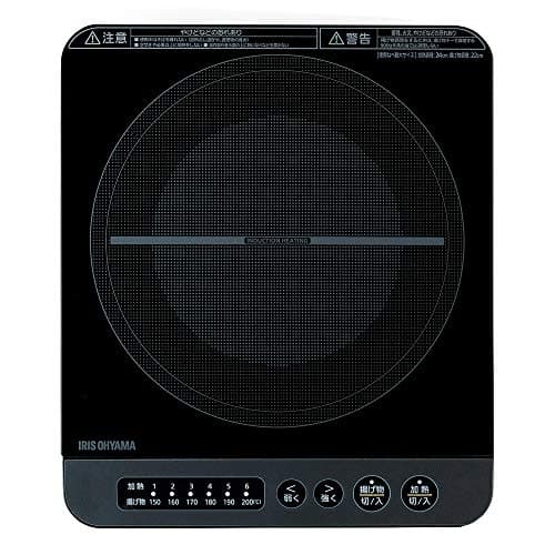 アイリスオーヤマ クッキングヒーター IHコンロ 1400W 卓上 小型 6段階火力調整 揚げ物 デザイン 簡単お手入れ 1口 IHクッキングヒーター 一人暮らし 二人暮らし 買い足し 家庭用 IHK-T37-B ブラック