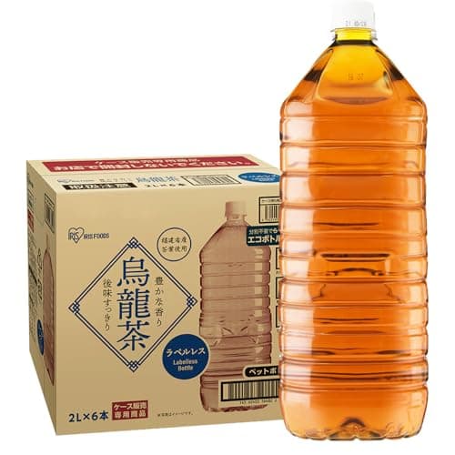 アイリスオーヤマ(IRIS OHYAMA) 烏龍茶 ラベルレス 2L ×6本 ウーロン茶 ペットボトル ケース ボトル 2リットル 国内製造 おちゃ