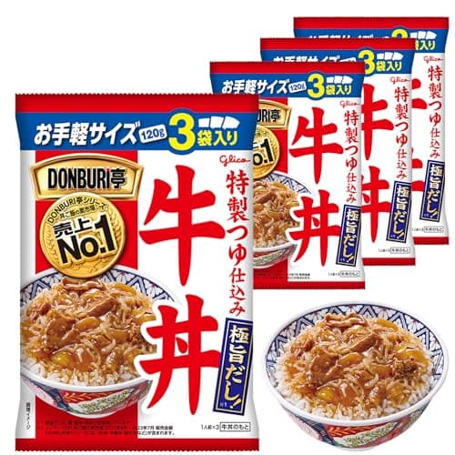 DONBURI亭 牛丼 3食パック×4個 江崎グリコ (常温保存/非常食/備蓄/ローリングストック/どんぶりのもと/レトルト)